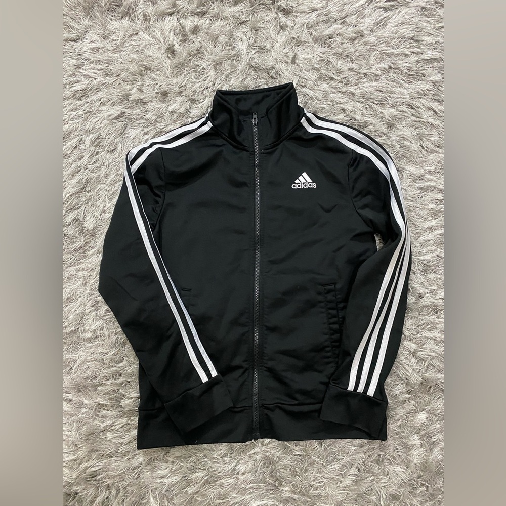 Adidas black big boy jacket size M 10/12